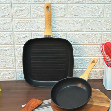 Femora Set of 2 Nonstick Aluminum Cookware Set |Forged Frypan 20 CM |Forged Square Grill pan 28*28 CM