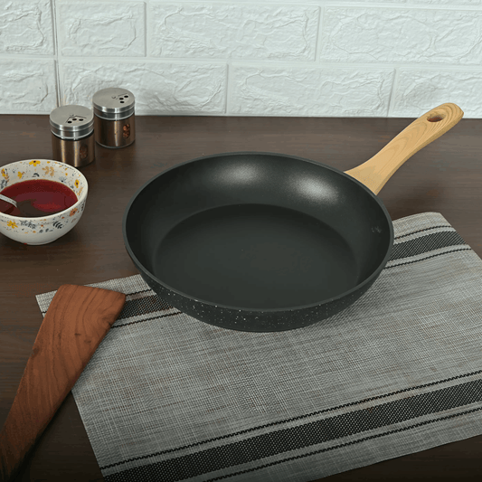 Femora Forged Aluminum Non-Stick 20 CM FryPan with Wood Finish Handle, Induction & Gas Ready, Pack of 1
