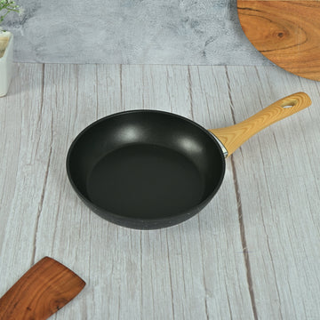 Femora Forged Aluminum Non-Stick 26 CM FryPan with Wood Finish Handle, Induction & Gas Ready, Pack of 1