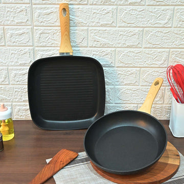 Femora Set of 2 Nonstick Aluminum Cookware Set |Forged Frypan 26 CM |Forged Square Grill pan 28*28 CM