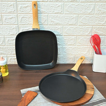 Femora Set of 2 Nonstick Aluminum Cookware Set |Forged Pancake Pan 28 CM |Forged Square Grill pan 28*28 CM