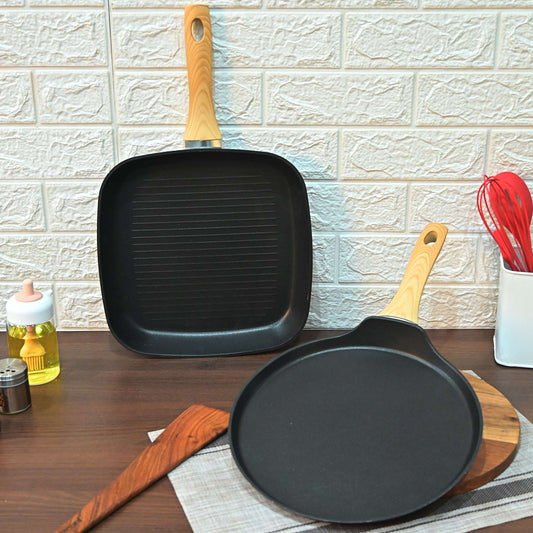 Femora Set of 2 Nonstick Aluminum Cookware Set |Forged Pancake Pan 28 CM |Forged Square Grill pan 28*28 CM