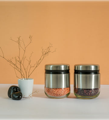 Kitchen Storage Jars Steel Body With See Through Bottom Jar Femora