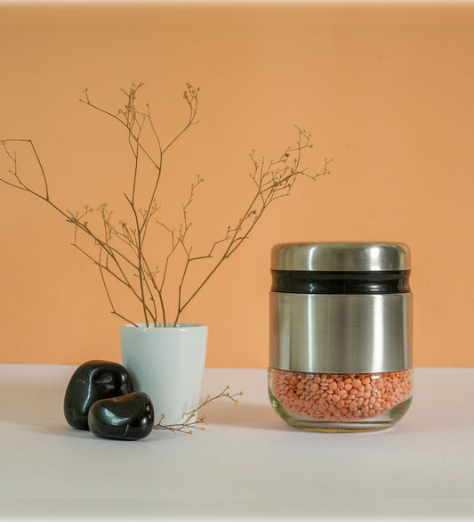 Kitchen Storage Jars Steel Body With See Through Bottom Jar Femora