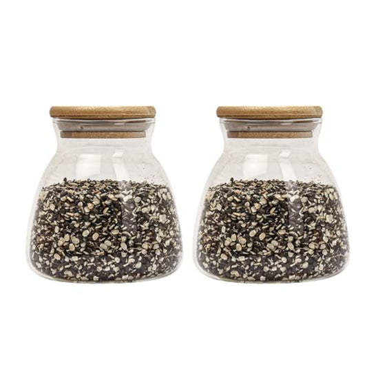 Kitchen Storage Jars Borosilicate Glass With Wooden Lid Air Tight Jar Femora