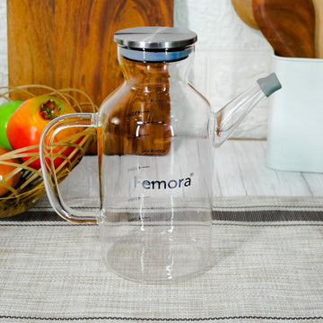 Pure Flow Glass Oil Dispenser Bottle, Oil Jar, 1 Ltr (34Oz), Pack Of 1-Transparent