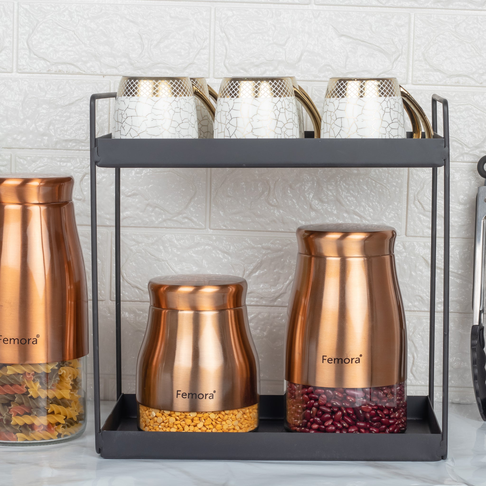 Kitchen Storage Jars Copper Finish With See Through Bottom Jar Femora