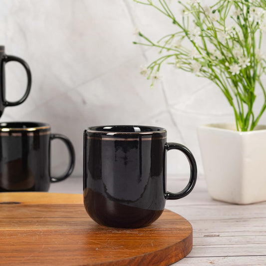 Gold Line Design Ceramic Tea Cups, 180 ML, Pack of 6, Femora