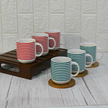 Handcrafted Ceramic Coffee & Tea Cup Set of 6, 180 ML,
