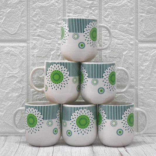 Handcrafted Ceramic Coffee & Tea Cup Set of 6, 180 ML, Atomic Star Design Tea Cups,