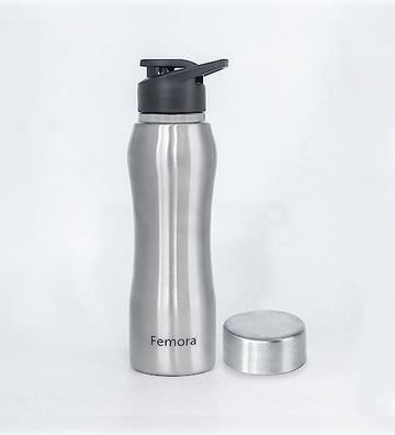 Stainless Steel Water Bottle with Sipper Cap & Steel Lid, 750ML, 1 Pcs, Femora