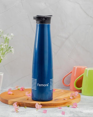 Femora Sleeko Stainless Steel Double Insulated Water Bottle with Sipper Cap, 700 ML, (Thermo Steel)