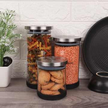 Storage Jars Borosilicate Glass With Silicon Bottom Air Tight Jar Femora