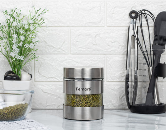 Kitchen Storage Jars Steel Body With See Through Window Jar Femora