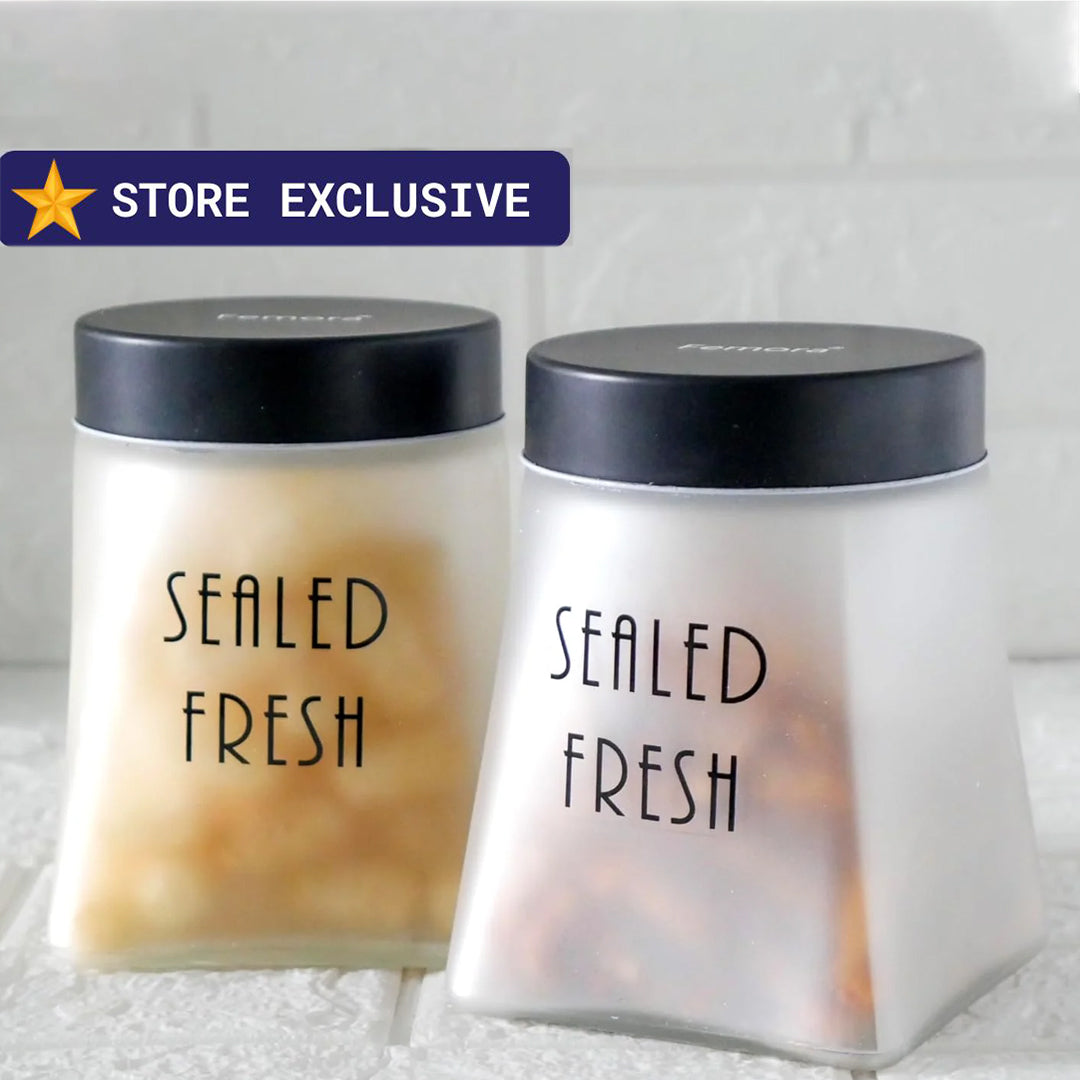 Frosted Glass Jar, Kitchen Storage Jar, Triangular Shape Jars with Air