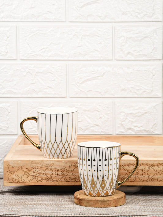 Fine Bone China Gloden Branch Pattern Tea Cups - 6 Pcs,160 ML