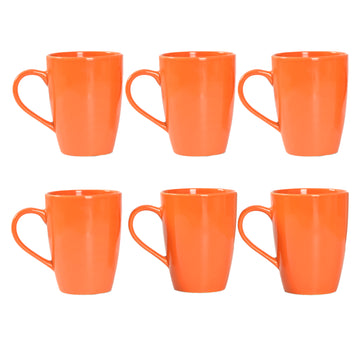 Premium Orange Ceramic Coffee Mug Set of 6, 360ML, Femora