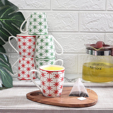Block Print Coffee & Tea Cup Set of 6, 160 ML, Femora