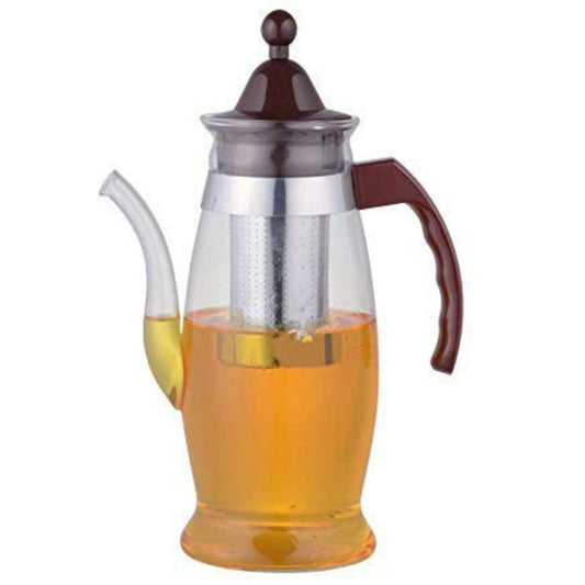 Borosilicate Glass Mughal Carafe with Steel Strainer , FlameProof - 1100 ML