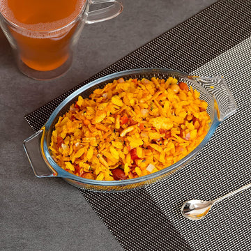 Borosilicate Glass Baking Dish, Oval Microwave Safe Container, 300 ML, Femora
