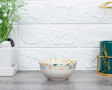 Hand Painted SunFlower Studio Pottery Ceramic Dining Bowl Ceramic Katoris, 250 Ml, Sunflower (Set of 2, Dishwasher Safe)