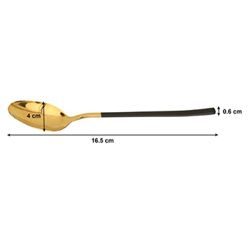 Black, Tea Sugar Dessert Spoon Gold & Set of 4