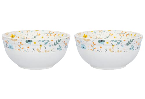 Hand Painted SunFlower Studio Pottery Ceramic Dining Bowl Ceramic Katoris, 250 Ml, Sunflower (Set of 2, Dishwasher Safe)