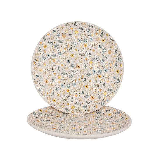 Hand Painted Sun Flower Studio Pottery Ceramic Dining Plate, 10 In, Sunflower (Set of 2, Dishwasher Safe)