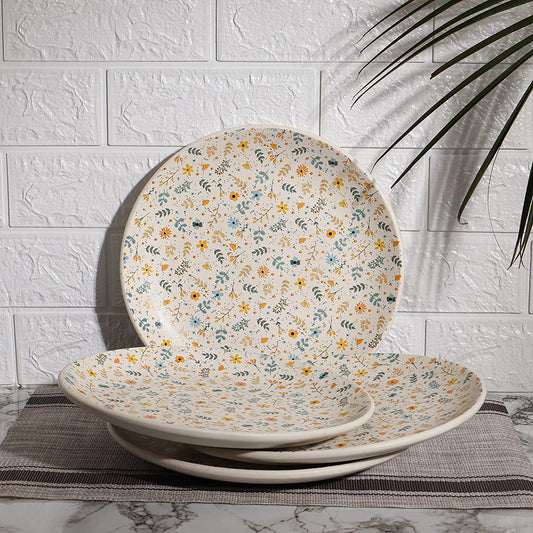 Hand Painted SunFlower Studio Pottery Ceramic Dining Plate, 10 In, Sunflower (Set of 4, Dishwasher Safe)