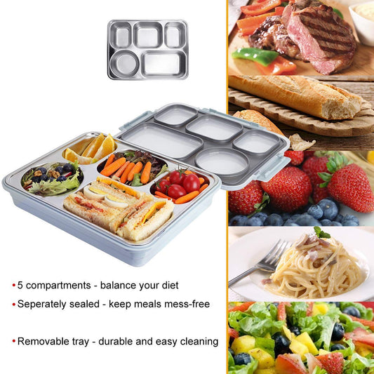 Stainless Steel Lunch Box Thali Set, Femora, 900 ML, 1 Pcs