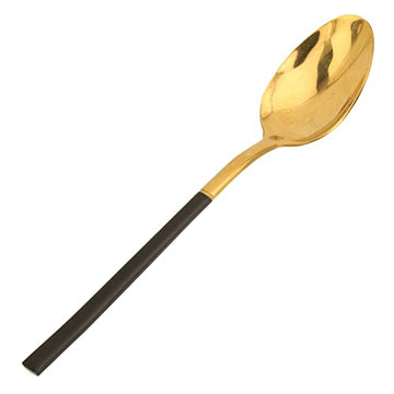 Black, Stainless Steel Dinner Table Spoon Gold; Set of 4