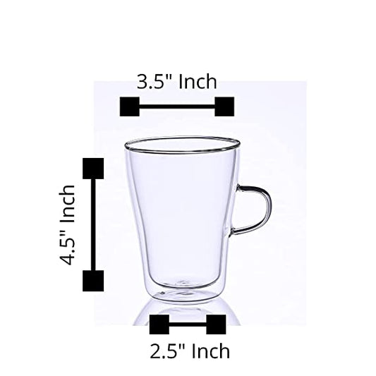 Borosilicate Glass Double Wall Modern Tea Cup-350 ML, Set of 1