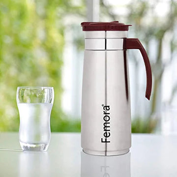 Stainless Steel Stylo Jug with Handle, Maroon - 1.2 L