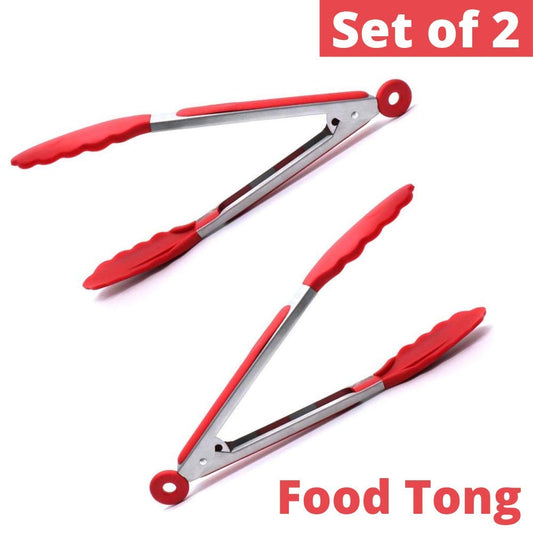 Silicone Premium Food Tong with Grip Handle, 2 Pc, Femora