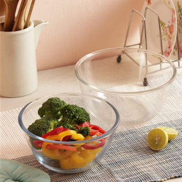 Borosilicate Glass Microwave Safe Mixing Bowl - 2650 ml_3600 ml , Set of 2