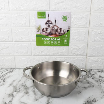 Platinum Triply Stainless Steel Kadhai - 26 cm (Induction & Gas Friendly), Silver, 26cm
