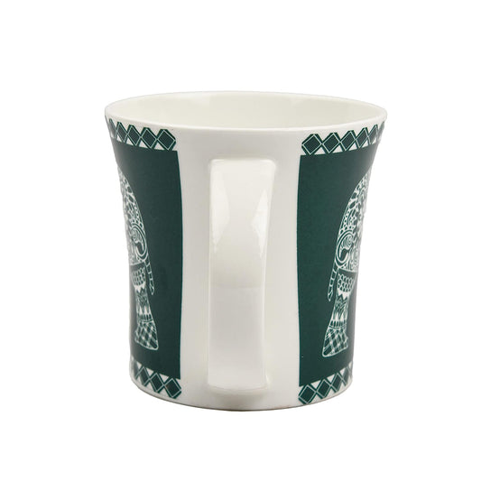 Fine Bone China Turquoise Green Majestic Elephant Design Tea Mugs, Ceramic Tea Cups, Coffee Mugs (160 ml) - 6 Pcs Set