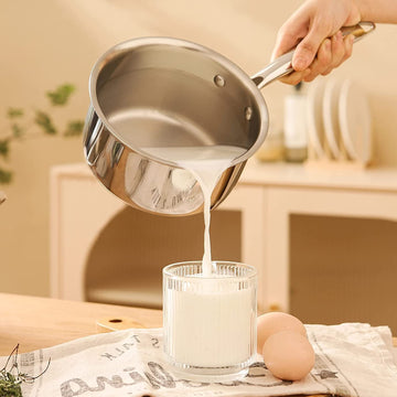Femora Stainless Steel Tri-Ply Sauce Pan, Induction & Gas Friendly Long Lasting, Naturally Non-Stick