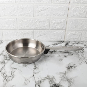 Femora Stainless Steel Flat Fry Pan, Bonded Tri-Ply Bottom 20 CM