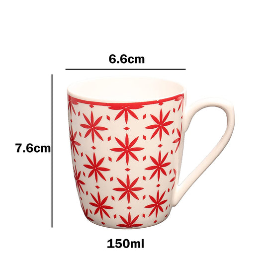 Block Print Coffee & Tea Cup Set of 6, 150 ML, Femora
