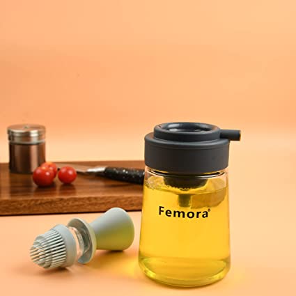 Borosilicate Glass Mini Jar, Brush Function Ghee Jar Oil Jar, 350 ML, 550 ML, Femora