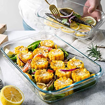 Borosilicate Glass Baking Dish, Rectangle Microwave Safe Container, Femora