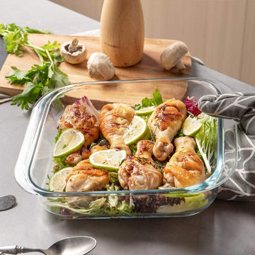 Borosilicate Glass Baking Dish, Square Microwave Safe Container,900 ML, 1700 ML, Femora