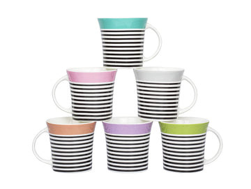 Zebra Stripes Ceramic Coffee & Tea Cup Set of 6, 160 ML, Femora