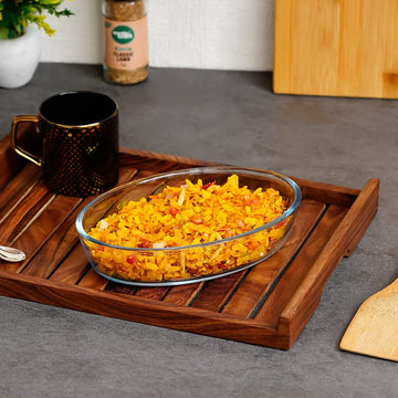 Borosilicate Glass Baking Dish, Oval Microwave Safe Container, Femora