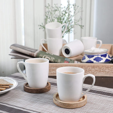 White Coffee & Tea Cup Set of 6, 160 ML, Femora