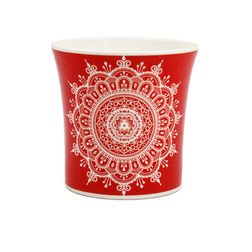 Fine Bone China Red Eternal Circle Design Tea Mugs, Ceramic Tea Cups, Coffee Mugs (160 ml) - 6 Pcs Set