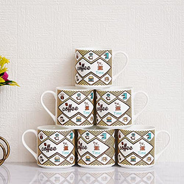 Ceramic Coffee & Tea Cup Set of 6, 160 ML, Femora