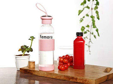 Borosilicate Glass Pink Water Bottle - 500 ml