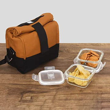 Borosilicate Glass Lunch Box Camel Black Canvas Bag Femora, 300 ml, 2 Pcs